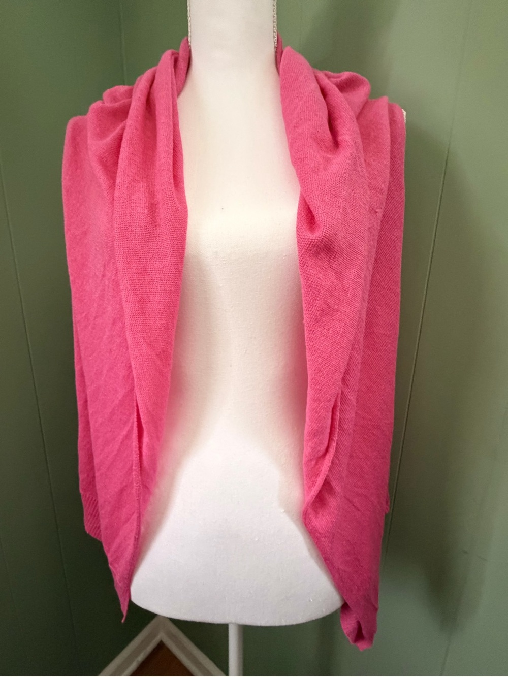 Talbots Pink Knit Linen Blend Open-Front Draped Sleeveless Sweater Wrap Cardigan